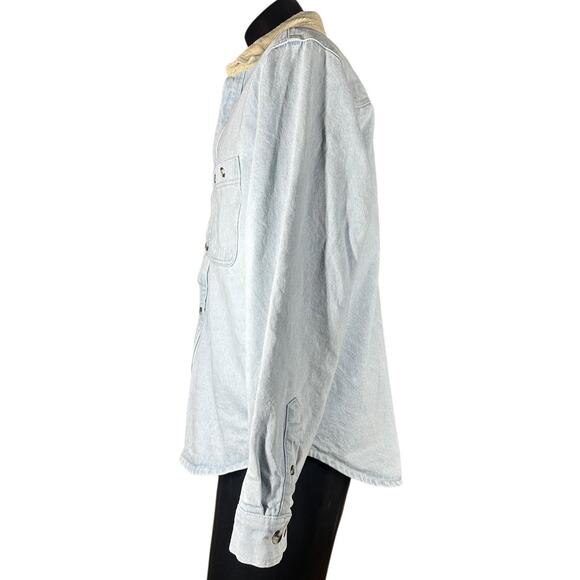 Urban Outfitters BDG Denim Jean Jacket Shacket Light Wash Lined Corduroy Collar - Picture 4 of 15